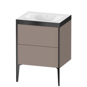 Duravit XViu Waschtisch-Unterschrank XV4709NB243P 60x48cm, 2 Auszüge, ohne Hahnloch, schwarz matt, Rahmen P, basalt matt