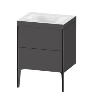 Duravit XViu Waschtisch-Unterschrank XV4709NB249C 60x48cm, 2 Auszüge, ohne Hahnloch, schwarz matt, Rahmen C, graphit matt