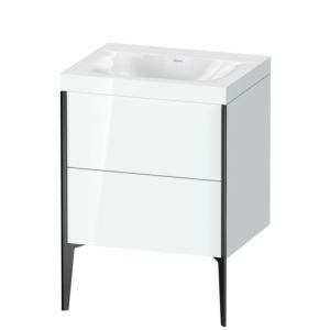 XViu Duravit vasque XV4709NB285C 60x48cm, 2 coulissants, sans trou pour robinetterie, noir mat, Cadres C, blanc brillant