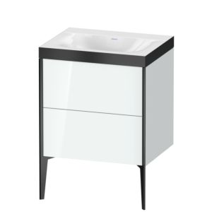 Duravit XViu vanity unit XV4709NB285P 60x48cm, 2 pull-outs, without tap hole, black matt, Rahmen P, white high gloss