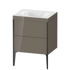 XViu Duravit vasque XV4709NB289C 60x48cm, 2 coulissants, sans trou pour robinet, noir mat, Cadres C, gris flanelle brillant