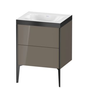 Duravit XViu vanity unit XV4709NB289P 60x48cm, 2 pull-outs, without tap hole, matt black, Rahmen P, flannel gray high gloss