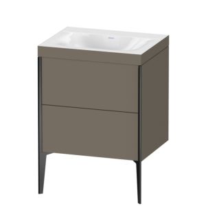 Duravit XViu Waschtisch-Unterschrank XV4709NB290C 60x48cm, 2 Auszüge, ohne Hahnloch, schwarz matt, Rahmen C, flannel grey seidenmatt