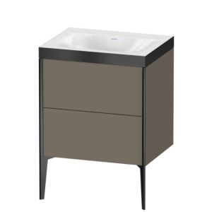 Duravit XViu vanity unit XV4709NB290P 60x48cm, 2 pull-outs, without tap hole, black matt, Rahmen P, flannel gray silk matt