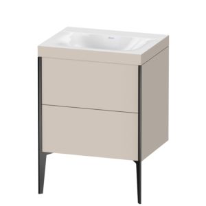 Duravit XViu Waschtisch-Unterschrank XV4709NB291C 60x48cm, 2 Auszüge, ohne Hahnloch, schwarz matt, Rahmen C, taupe matt