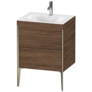 Duravit XViu vanity unit XV4709OB121C 60x48cm, 2 2000 outs, match2 tap hole, matt champagne, Rahmen C, dark walnut