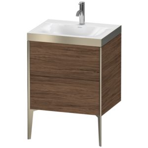 Duravit XViu Table de toilette XV4709OB121P 60x48cm, 2 2000 - out, Match2 trou de coulée, champagne mat, Cadres P, noyer noir