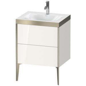 Duravit XViu Waschtisch-Unterschrank XV4709OB122P 60x48cm, 2 Auszüge, 1 Hahnloch, champagner matt, Rahmen P, weiß hochglanz