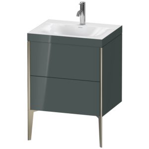 Duravit XViu Waschtisch-Unterschrank XV4709OB138C 60x48cm, 2 Auszüge, 1 Hahnloch, champagner matt, Rahmen C, dolomiti grey hochglanz