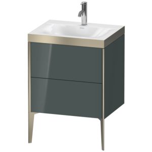 Duravit XViu Table de toilette XV4709OB138P 60x48cm, 2 2000 - out, Match2 trou de coulée, champagne mat, Cadres P, Dolomiti gris brillant