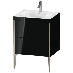 Duravit XViu Waschtisch-Unterschrank XV4709OB140C 60x48cm, 2 Auszüge, 1 Hahnloch, champagner matt, Rahmen C, schwarz hochglanz