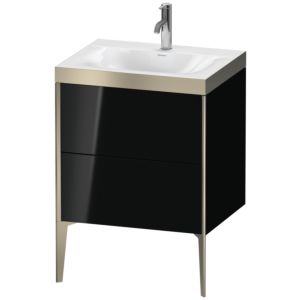Duravit XViu Waschtisch-Unterschrank XV4709OB140P 60x48cm, 2 Auszüge, 1 Hahnloch, champagner matt, Rahmen P, schwarz hochglanz