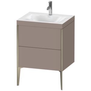 Duravit XViu vanity unit XV4709OB143C 60x48cm, 2 2000 outs, match2 tap hole, matt champagne, Rahmen C, matt basalt