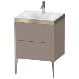 Duravit XViu vanity unit XV4709OB143P 60x48cm, 2 2000 outs, match2 tap hole, matt champagne, Rahmen P, matt basalt