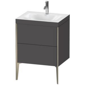Duravit XViu Waschtisch-Unterschrank XV4709OB149C 60x48cm, 2 Auszüge, 1 Hahnloch, champagner matt, Rahmen C, graphit matt