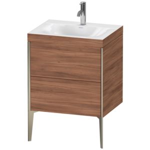 Duravit XViu vanity unit XV4709OB179C 60x48cm, 2 2000 outs, match2 tap hole, matt champagne, Rahmen C, natural walnut