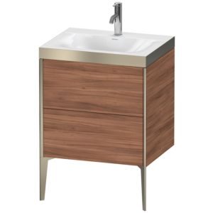 Duravit XViu vanity unit XV4709OB179P 60x48cm, 2 2000 outs, match2 tap hole, matt champagne, Rahmen P, natural walnut