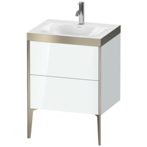 Duravit XViu Table de toilette XV4709OB185P 60x48cm, 2 2000 - out, match3 trou de coulée, champagne mat, Cadres P, blanc haute brillance