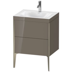 Duravit XViu Waschtisch-Unterschrank XV4709OB189C 60x48cm, 2 Auszüge, 1 Hahnloch, champagner matt, Rahmen C, flannel grey hochglanz