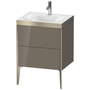 Duravit XViu vanity unit XV4709OB189P 60x48cm, 2 2000 outs, match2 tap hole, matt champagne, Rahmen P, flannel gray high gloss