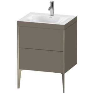Duravit XViu Waschtisch-Unterschrank XV4709OB190C 60x48cm, 2 Auszüge, 1 Hahnloch, champagner matt, Rahmen C, flannel grey seidenmatt