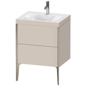 Duravit XViu Waschtisch-Unterschrank XV4709OB191C 60x48cm, 2 Auszüge, 1 Hahnloch, champagner matt, Rahmen C, taupe matt