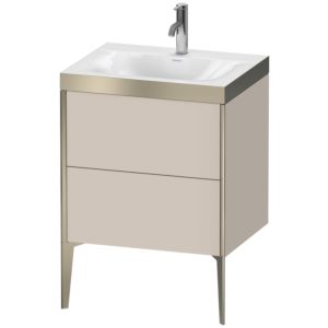 Duravit XViu vanity unit XV4709OB191P 60x48cm, 2 2000 outs, match2 tap hole, matt champagne, Rahmen P, matt taupe