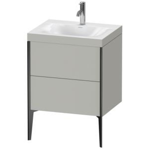 Duravit XViu Waschtisch-Unterschrank XV4709OB207C 60x48cm, 2 Auszüge, 1 Hahnloch, schwarz matt, Rahmen C, betongrau matt