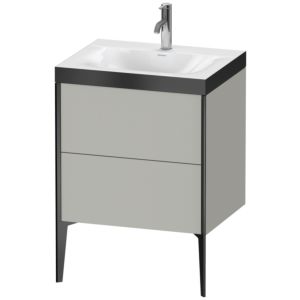 Duravit XViu Waschtisch-Unterschrank XV4709OB207P 60x48cm, 2 Auszüge, 1 Hahnloch, schwarz matt, Rahmen P, betongrau matt