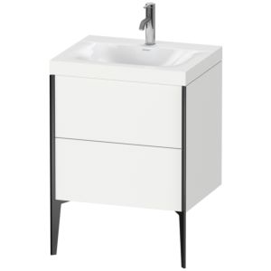 Duravit XViu vanity unit XV4709OB218C 60x48cm, 2 2000 outs, match2 tap hole, matt black, Rahmen C, matt white