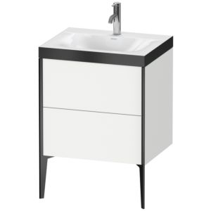 Duravit XViu Table de toilette XV4709OB218P 60x48cm, 2 2000 - out, trou de coulée match3, noir mat, Cadres P, blanc mat