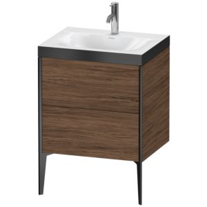 Duravit XViu Table de toilette XV4709OB221P 60x48cm, 2 2000 - out, Match2 trou de coulée, noir mat, Cadres P, noyer noir