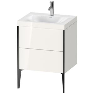 Duravit XViu Waschtisch-Unterschrank XV4709OB222C 60x48cm, 2 Auszüge, 1 Hahnloch, schwarz matt, Rahmen C, weiß hochglanz