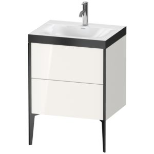Duravit XViu Table de toilette XV4709OB222P 60x48cm, 2 2000 - out, match3 trou de coulée, noir mat, Cadres P, blanc haute brillance