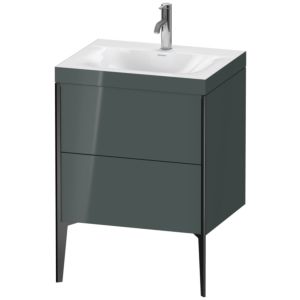 Duravit XViu Table de toilette XV4709OB238C 60x48cm, 2 2000 - out, Match2 trou de coulée, noir mat, Cadres C, Dolomiti gris brillant
