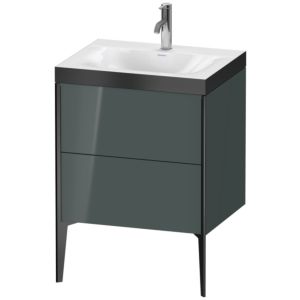 Duravit XViu Table de toilette XV4709OB238P 60x48cm, 2 2000 - out, Match2 trou de coulée, noir mat, Cadres P, Dolomiti gris brillant