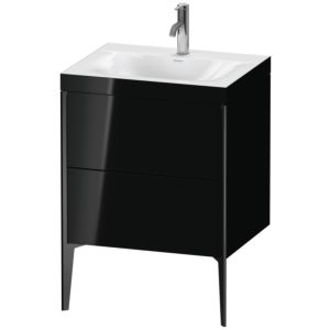 Duravit XViu Waschtisch-Unterschrank XV4709OB240C 60x48cm, 2 Auszüge, 1 Hahnloch, schwarz matt, Rahmen C, schwarz hochglanz