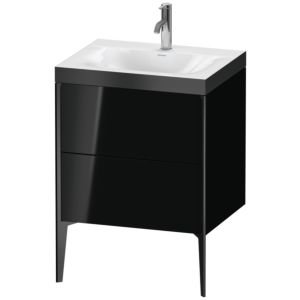 Duravit XViu Table de toilette XV4709OB240P 60x48cm, 2 2000 - out, Match2 trou de coulée, noir mat, Cadres P, noir brillant