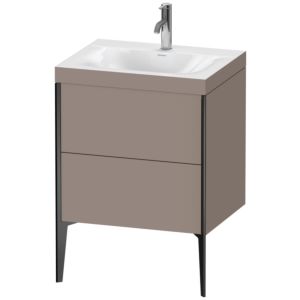 Duravit XViu vanity unit XV4709OB243C 60x48cm, 2 2000 outs, match2 tap hole, matt black, Rahmen C, matt basalt