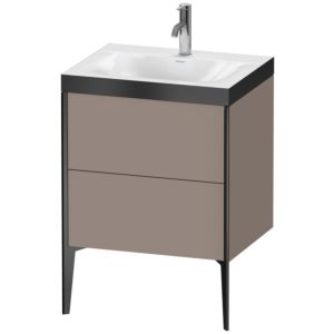 Duravit XViu Waschtisch-Unterschrank XV4709OB243P 60x48cm, 2 Auszüge, 1 Hahnloch, schwarz matt, Rahmen P, basalt matt