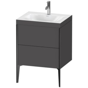 Duravit XViu Waschtisch-Unterschrank XV4709OB249C 60x48cm, 2 Auszüge, 1 Hahnloch, schwarz matt, Rahmen C, graphit matt