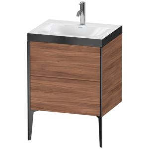 Duravit XViu vanity unit XV4709OB279P 60x48cm, 2 2000 outs, match2 tap hole, matt black, Rahmen P, natural walnut