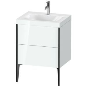 Duravit XViu Table de toilette XV4709OB285C 60x48cm, 2 2000 - out, match3 trou de coulée, noir mat, Cadres C, blanc haute brillance