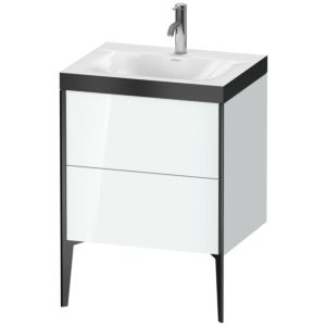 Duravit XViu Waschtisch-Unterschrank XV4709OB285P 60x48cm, 2 Auszüge, 1 Hahnloch, schwarz matt, Rahmen P, weiß hochglanz