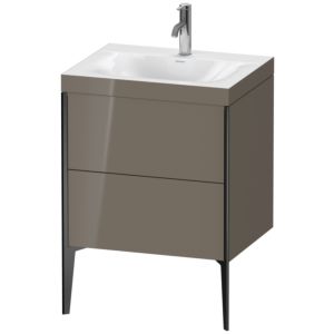 Duravit XViu Waschtisch-Unterschrank XV4709OB289C 60x48cm, 2 Auszüge, 1 Hahnloch, schwarz matt, Rahmen C, flannel grey hochglanz