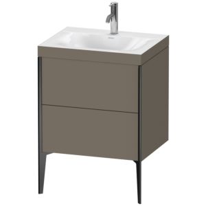 Duravit XViu vanity unit XV4709OB290C 60x48cm, 2 2000 outs, match2 tap hole, black matt, Rahmen C, flannel gray silk matt