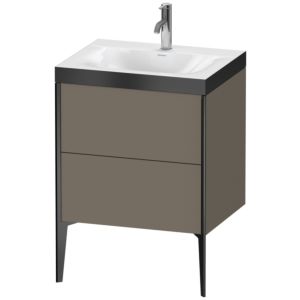 Duravit XViu vanity unit XV4709OB290P 60x48cm, 2 2000 outs, match2 tap hole, black matt, Rahmen P, flannel gray silk matt