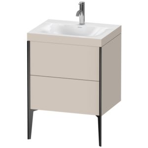 Duravit XViu vanity unit XV4709OB291C 60x48cm, 2 2000 outs, match2 tap hole, matt black, Rahmen C, matt taupe