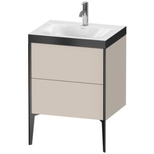 Duravit XViu vanity unit XV4709OB291P 60x48cm, 2 2000 outs, match2 tap hole, matt black, Rahmen P, matt taupe