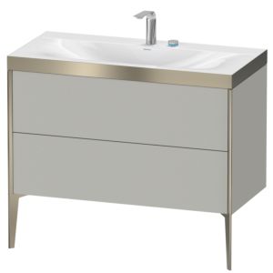 XViu Duravit vasque XV4711EB180C 100x48cm, 2 coulissants, 2 trous pour robinetterie, champagne mat, Cadres C, graphite supermatt